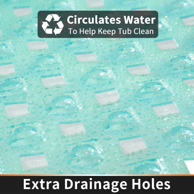 Yimobra Bathtub Mat Non Slip, Super Strong Suction Cups, 27.5"x15.5" Long Shower Mat with Drain Holes, Machine Washable Fast Draining Bath Mats, Bathroom Essentials,Clear Green - Image 3